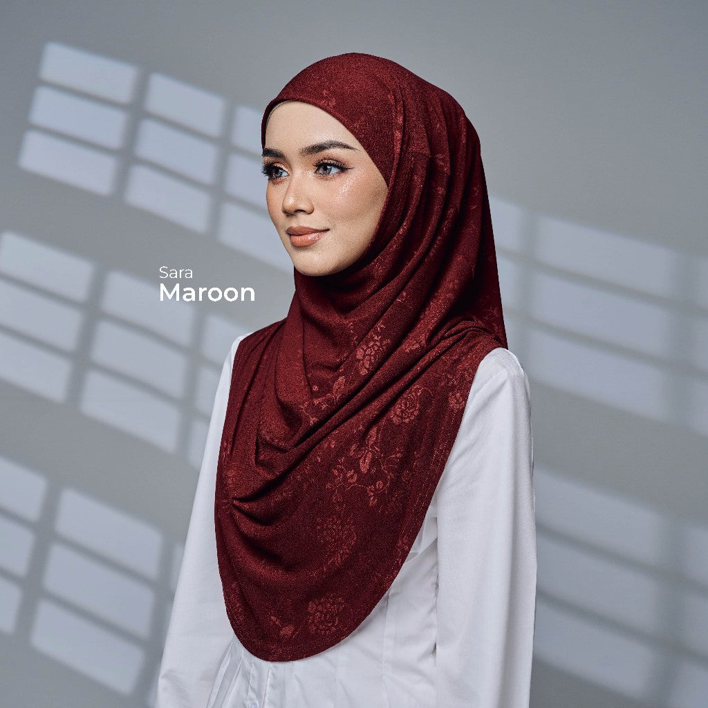 TUDUNG SARUNG SARA MOSSCREPE AWNING SHAWL by TOVESCARF